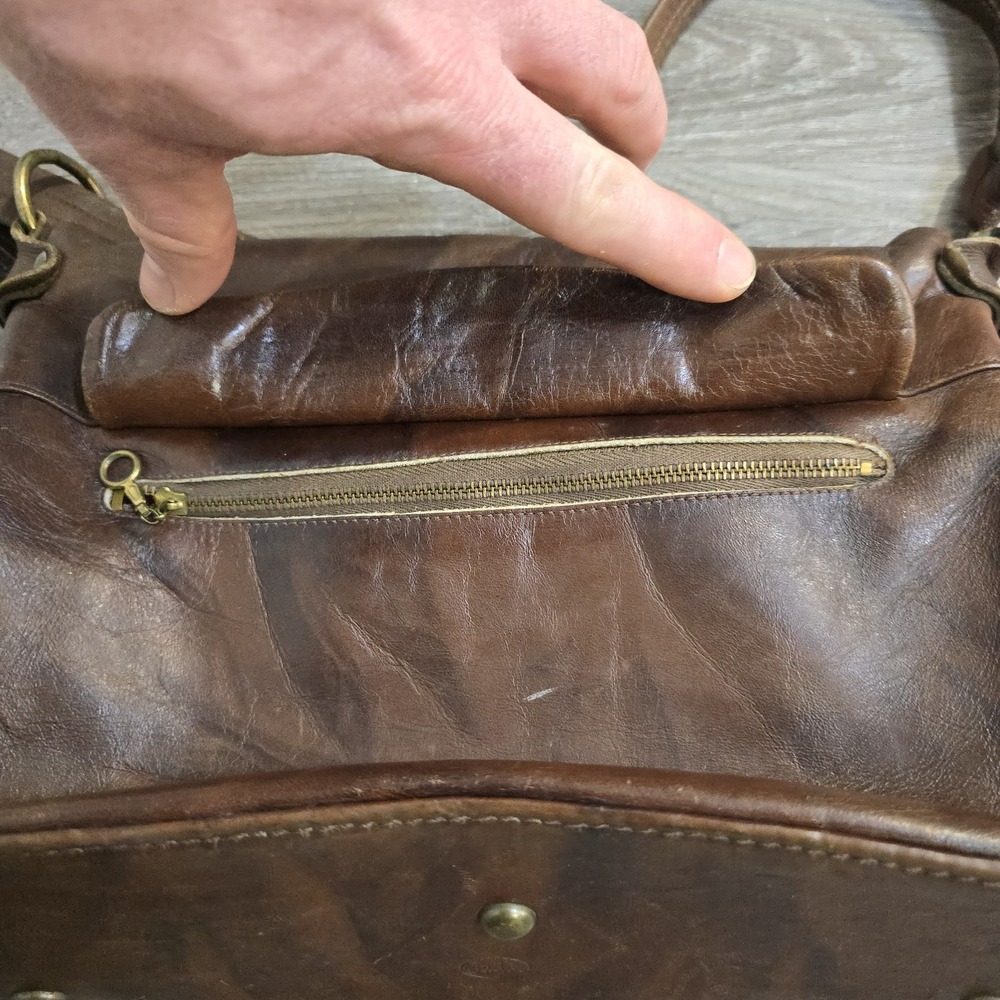 Vintage Casuals By Justin Brown Leather Cowhide Shoulder Bag Purse - Picture 6 of 12